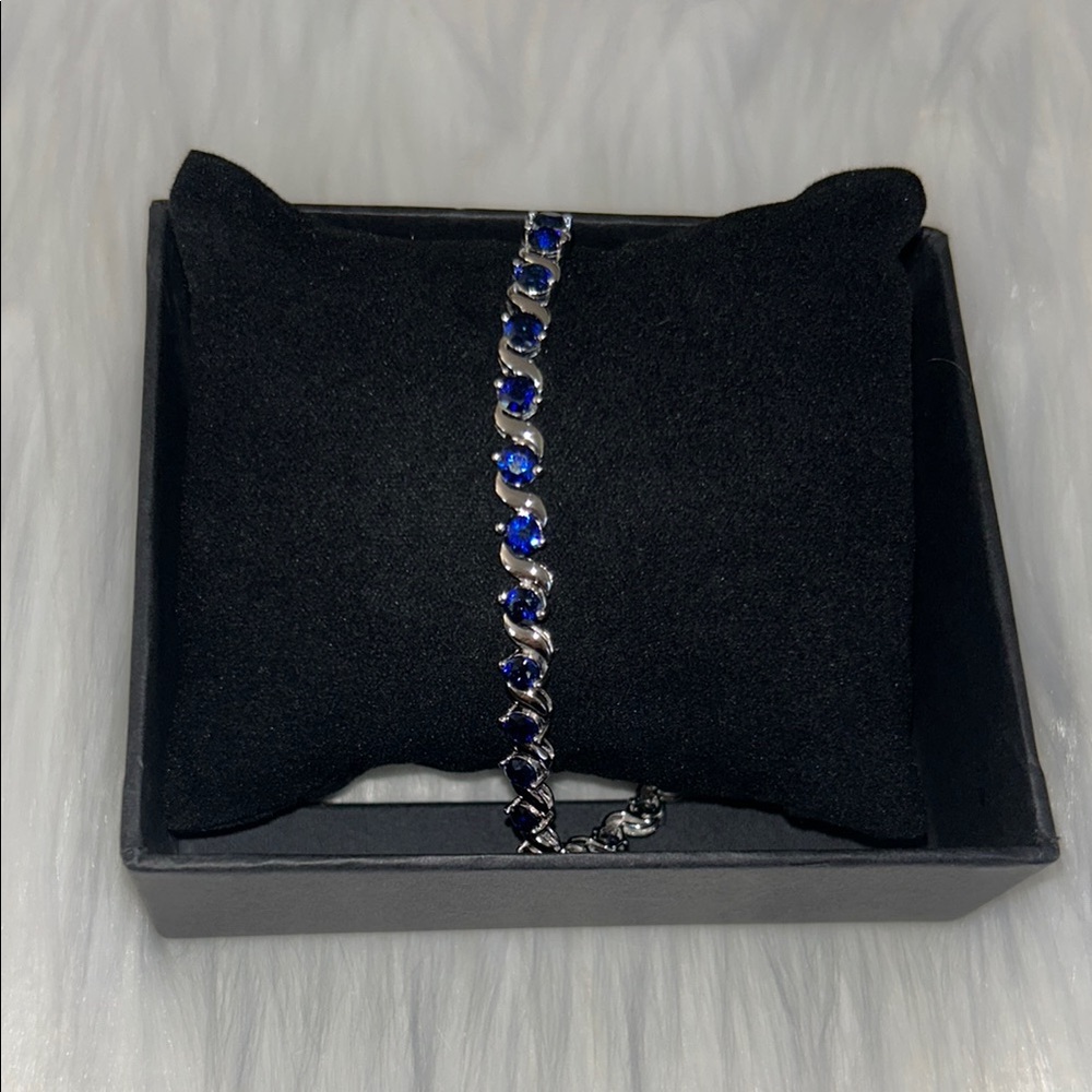 Elegant Silver and Blue Bracelet